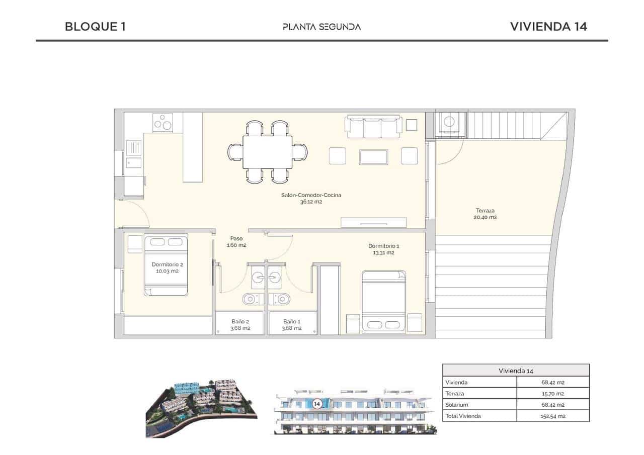 2 bedroom Penthouse for sale in Finestrat with pool garage - € 442,900 (Ref: 8399006)