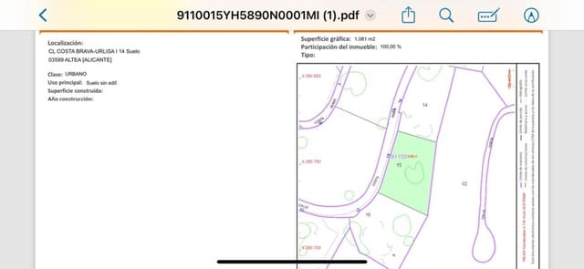 Area Edificabile in vendita in Altea - 195.000 € (Rif: 8840951)