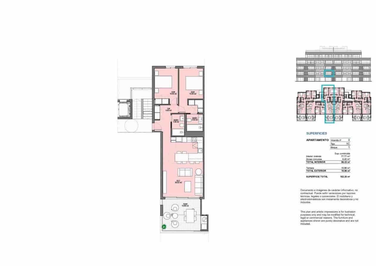 2 bedroom Apartment for sale in Torre-Pacheco with pool - € 285,000 (Ref: 8862864)