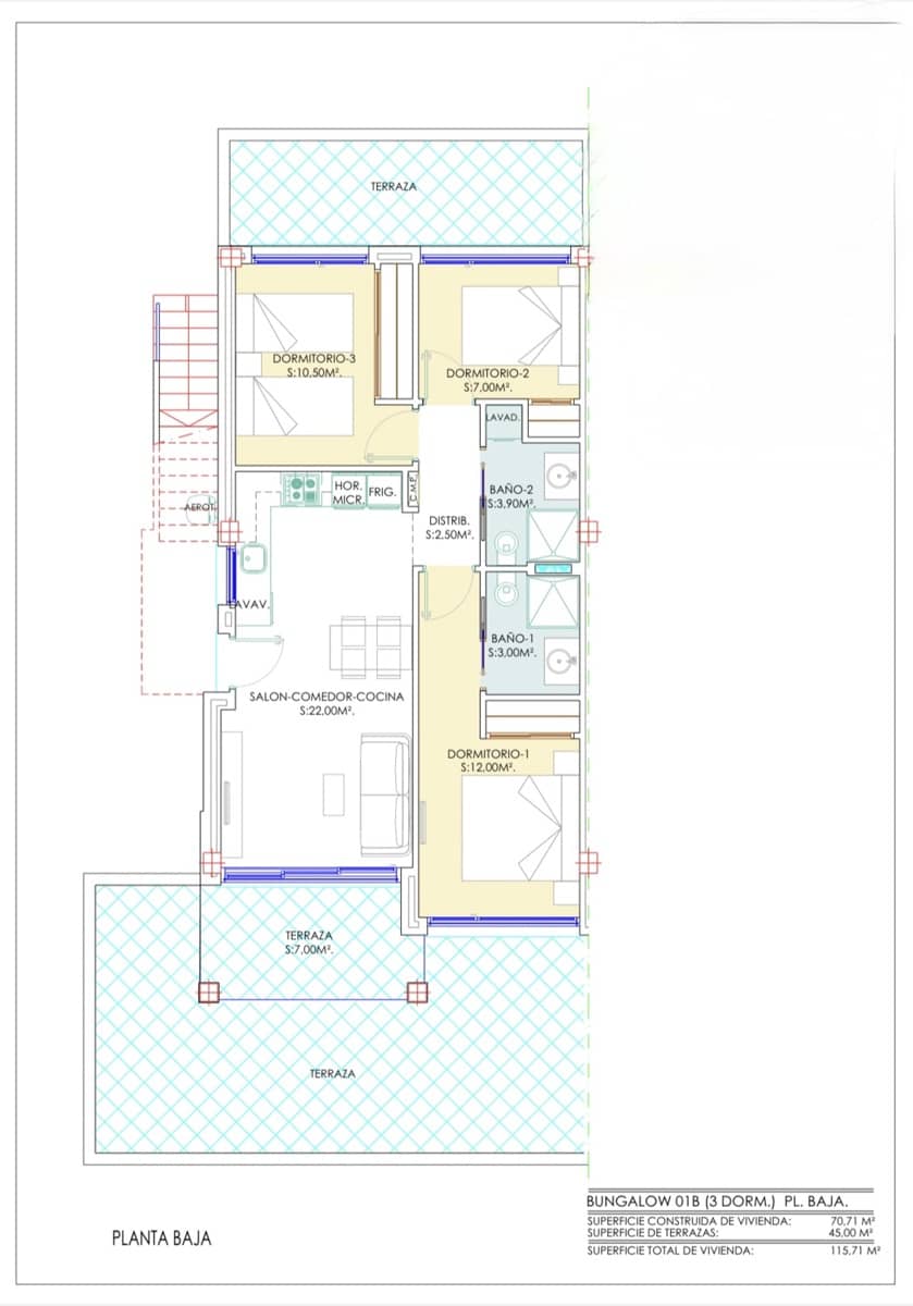 3 slaapkamer Bungalow te koop in Los Balcones met zwembad - € 275.000 (Ref: 9061487)