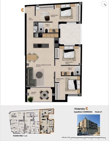 3 soveværelse Penthouse til salg i Catral med swimmingpool - € 250.000 (Ref: 9684163)