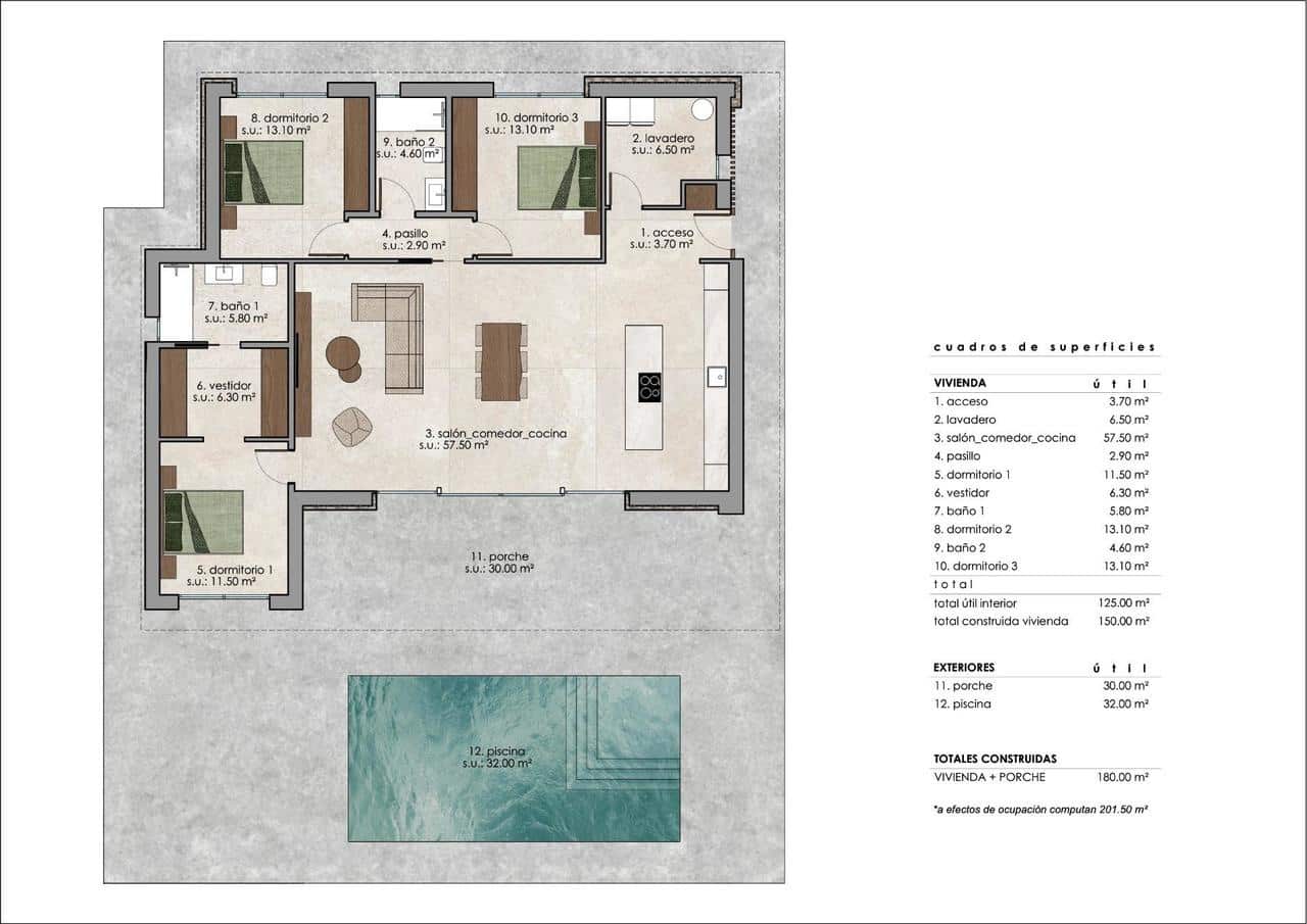 3 soveværelse Villa til salg i Pinoso med swimmingpool - € 502.000 (Ref: 9756639)