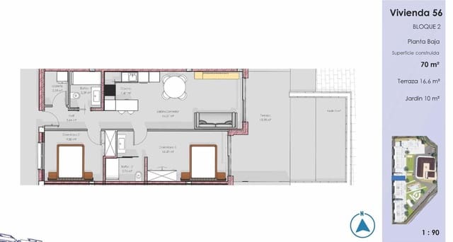 2 soverom Leilighet til salgs i Zona Pueblo, Guardamar del Segura med svømmebasseng - € 320 000 (Ref: 9798128)