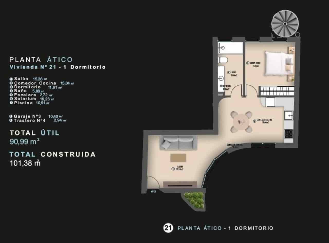1 soverom Penthouse til salgs i Torrevieja med svømmebasseng - € 320 000 (Ref: 9870184)