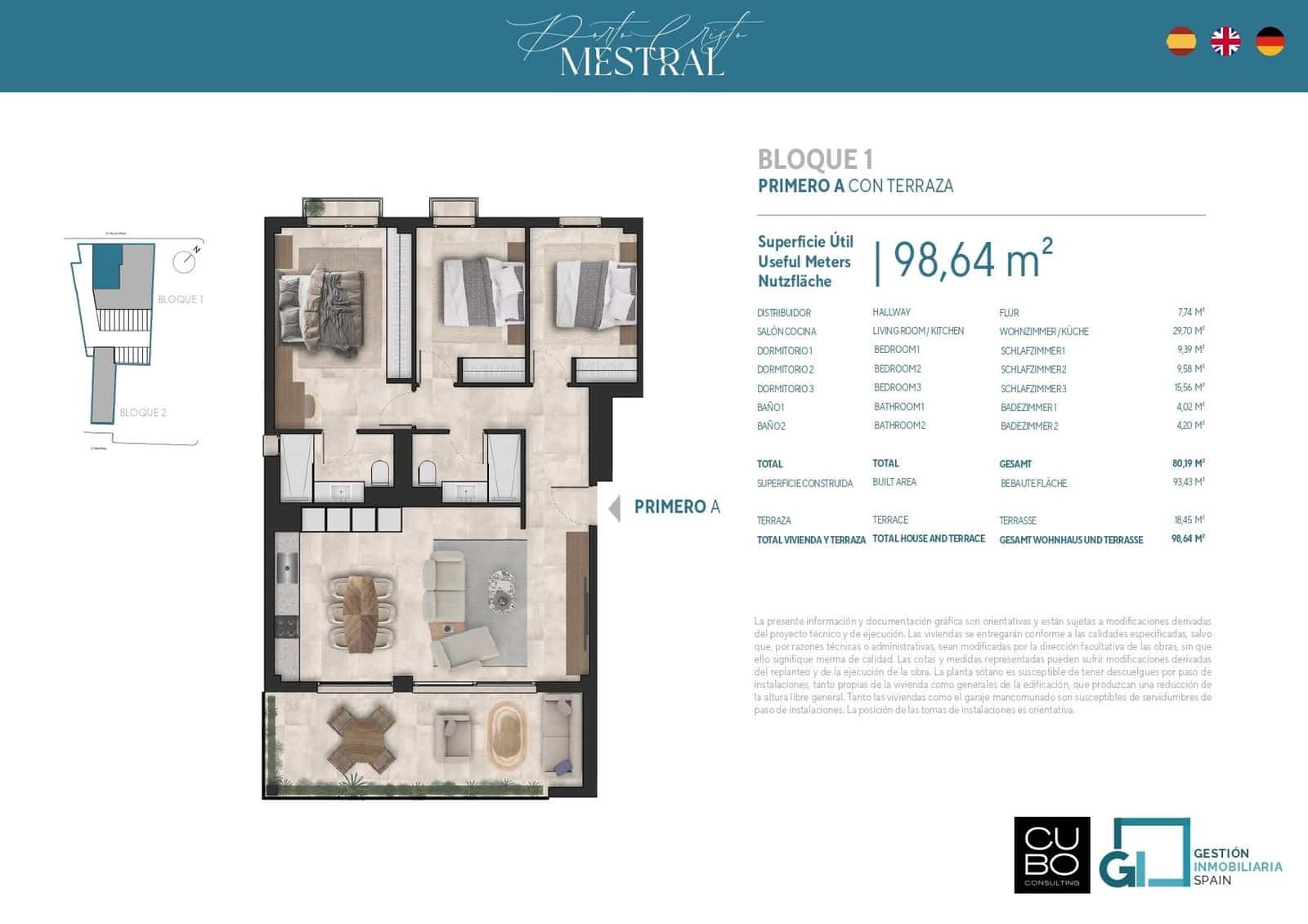 2 sypialnia Apartament na sprzedaż w Portocristo / Port de Manacor z garażem - 450 000 € (Ref: 9813350)