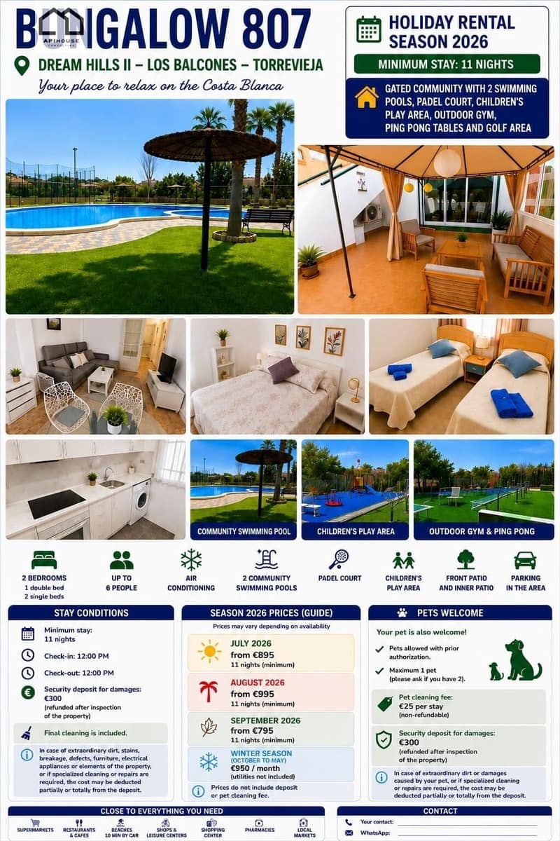 2 quarto Bungalow para arrendar em La Florida com piscina - 895 € (Ref: 9945931)