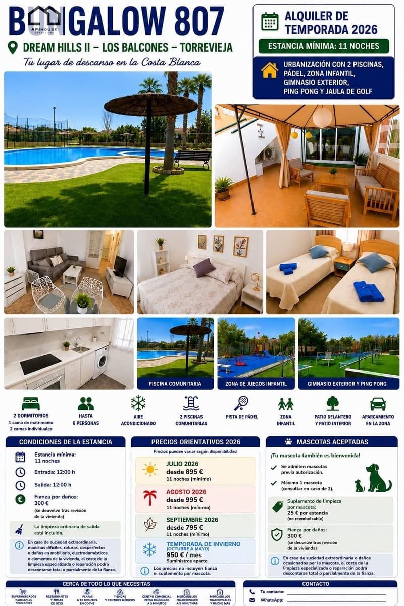2 quarto Bungalow para arrendar em La Florida com piscina - 895 € (Ref: 9945931)