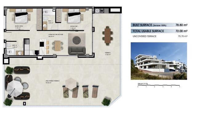 2 Zimmer Apartment zu verkaufen in El Pinet, Elche / Elx mit Pool Garage - 265.000 € (Ref: 9433626)