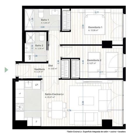 2 soverom Leilighet til salgs i Málaga by med svømmebasseng garasje - € 439 000 (Ref: 9132036)