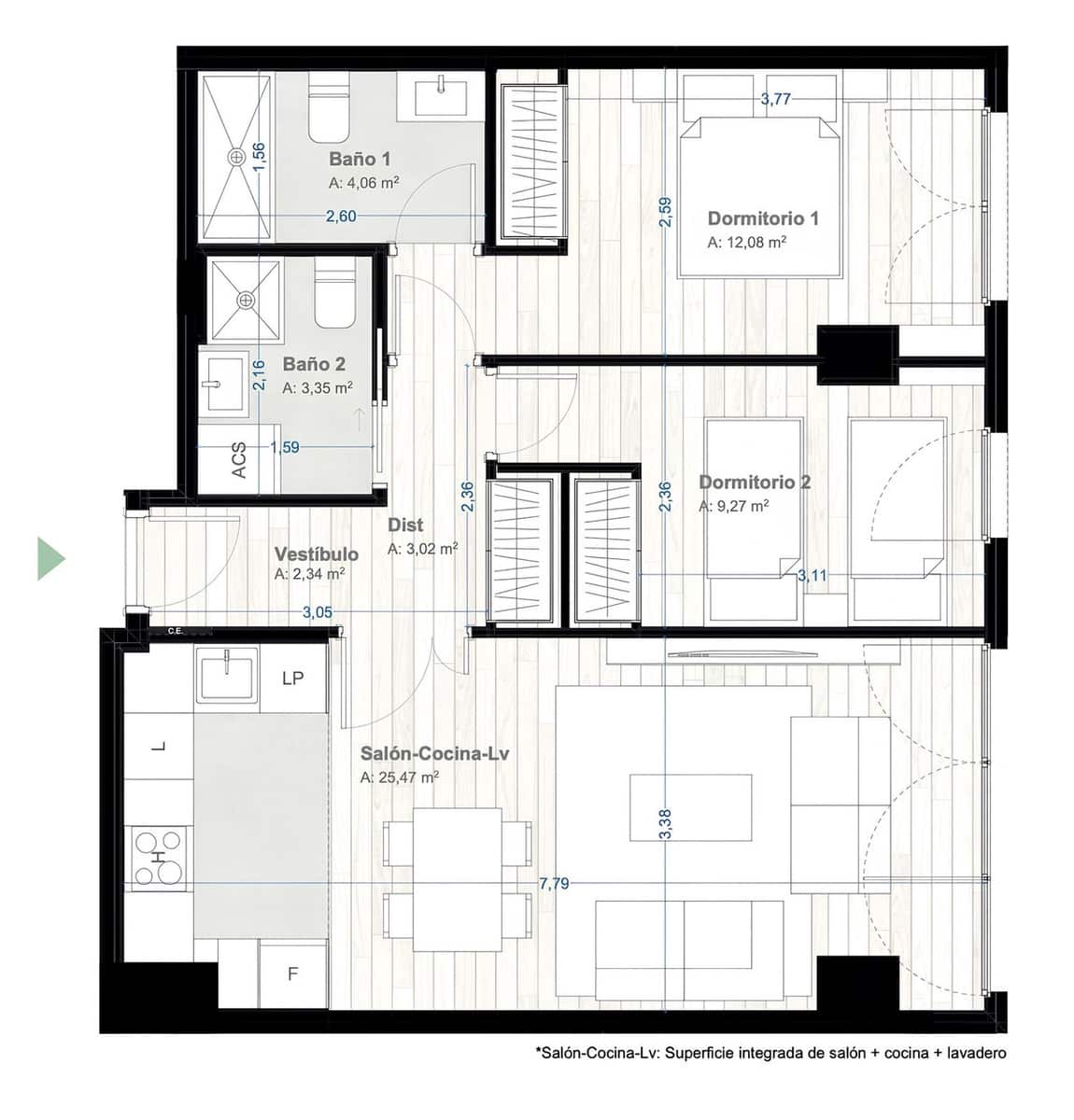2 chambre Appartement à vendre à Malaga ville avec piscine garage - 400 000 € (Ref: 9132036)