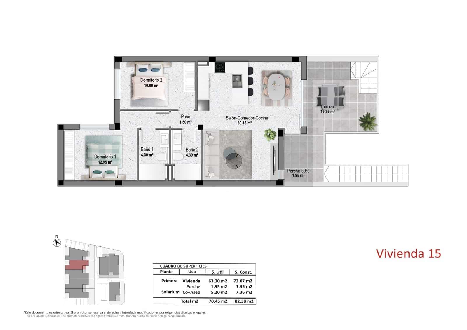 2 sypialnia Apartament na sprzedaż w Pilar de la Horadada z basenem garażem - 314 900 € (Ref: 10000125)