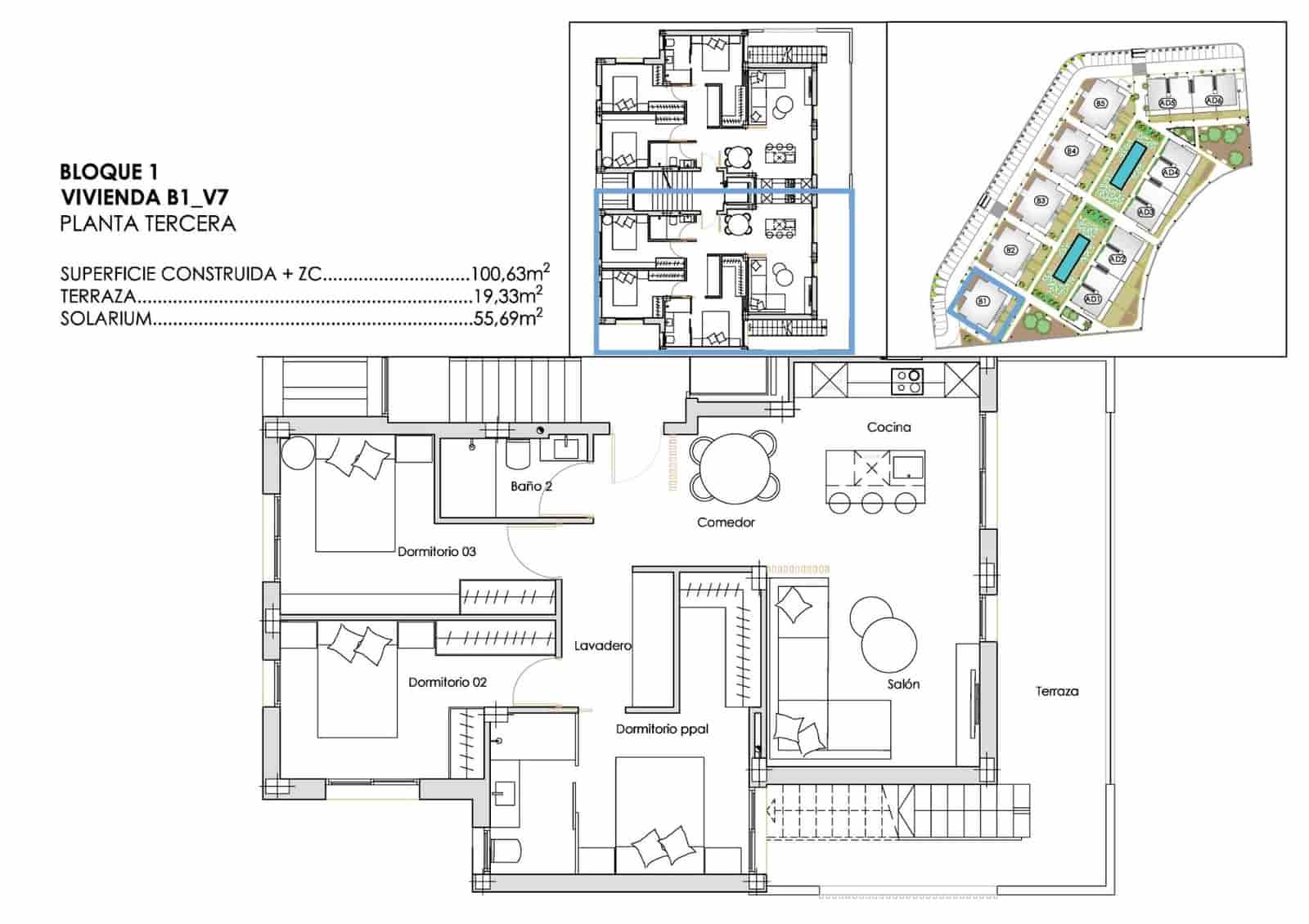 3 makuuhuone Kattohuoneisto myytävänä paikassa Torre-Pacheco mukana uima-altaan 
autotalli - 427 900 € (Ref: 10000132)