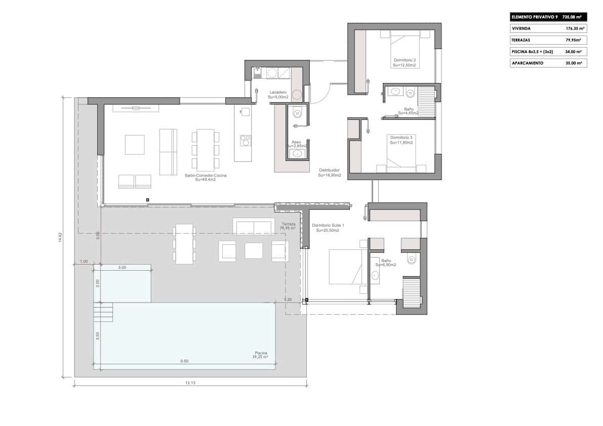 3 quarto Moradia para venda em Las Colinas Golf com piscina garagem - 1 100 000 € (Ref: 8545817)