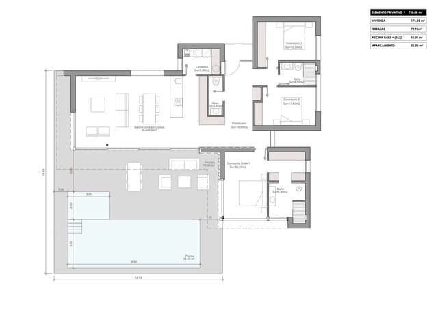 3 quarto Moradia para venda em Las Colinas Golf, Orihuela com piscina garagem - 1 100 000 € (Ref: 8545817)