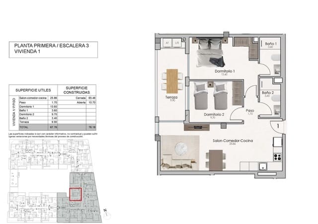 2 Zimmer Apartment zu verkaufen in Norte, Santa Pola mit Pool Garage - 345.000 € (Ref: 9310696)