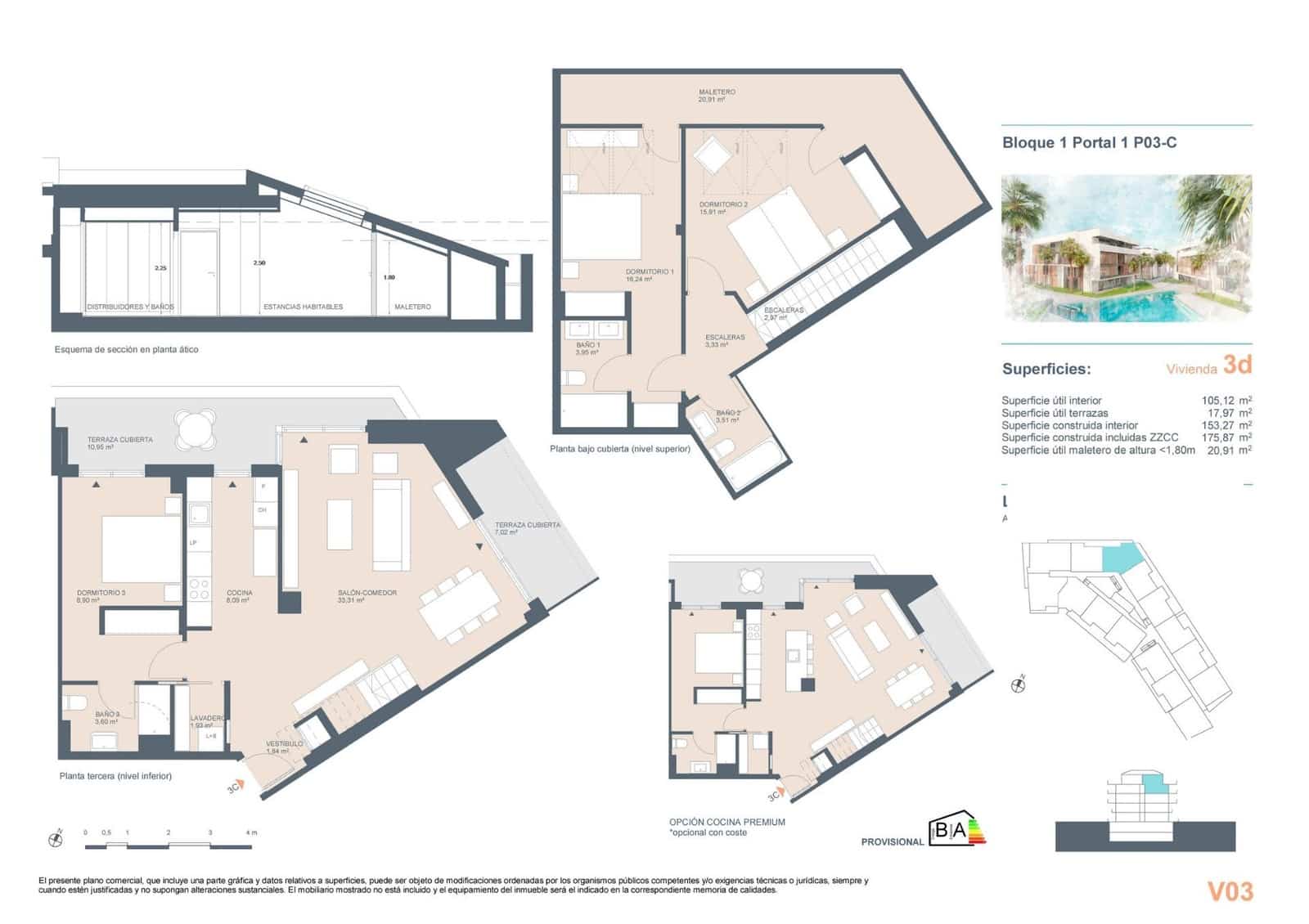 3 soverom Penthouse til salgs i Javea / Xabia med svømmebasseng garasje - € 555 000 (Ref: 9820146)