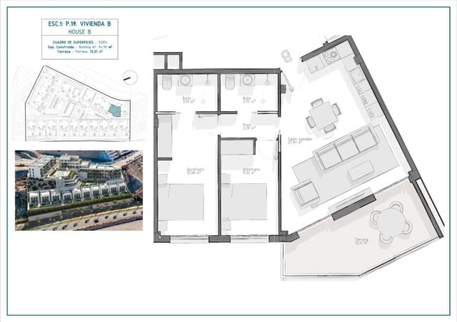 2 soverom Leilighet til salgs i El Hornillo, Aguilas med svømmebasseng garasje - € 267 000 (Ref: 9985397)