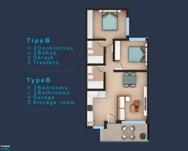 2 soveværelse Lejlighed til salg i Los Peñascos - El Salero - Los Imbernones, San Pedro del Pinatar med swimmingpool garage - € 288.000 (Ref: 9985417)
