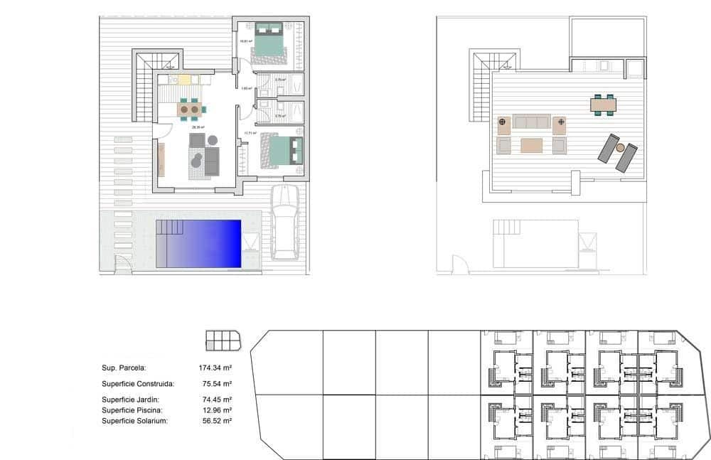 2 sypialnia Willa na sprzedaż w Roldan z basenem garażem - 311 900 € (Ref: 9985435)