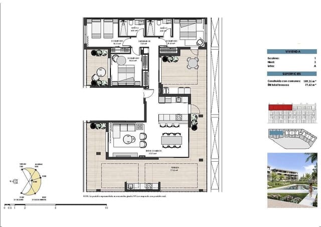 3 soverom Penthouse til salgs i Torre-Pacheco med svømmebasseng garasje - € 529 000 (Ref: 9985521)