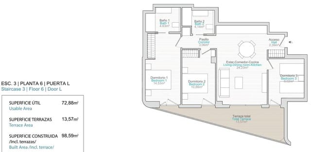 3 bedroom Townhouse for sale in Platja Vila Joiosa - Platja de Torres, La Villajoyosa / Vila Joiosa with pool - € 515,000 (Ref: 9436081)