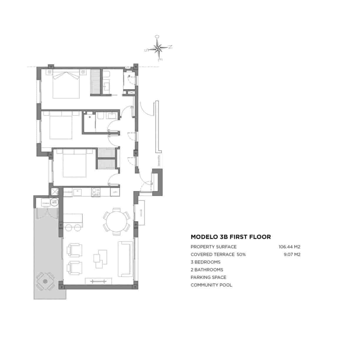 3 soveværelse Lejlighed til salg i Los Narejos med swimmingpool - € 399.000 (Ref: 9504903)