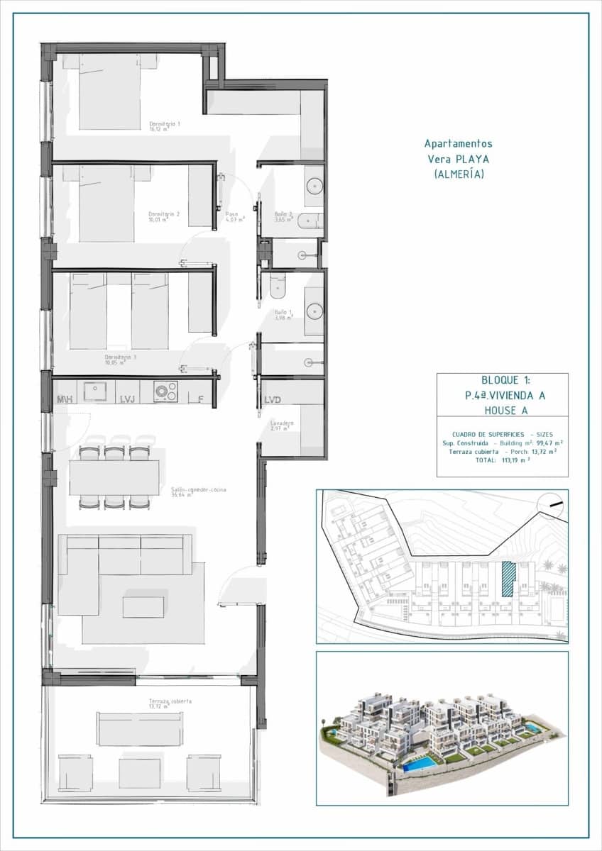 3 bedroom Apartment for sale in Vera with pool - € 255,000 (Ref: 9505312)