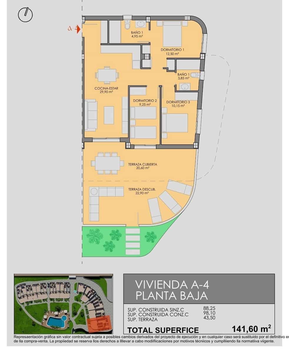3 sypialnia Apartament na sprzedaż w Los Alcazares z basenem - 358 900 € (Ref: 9729192)