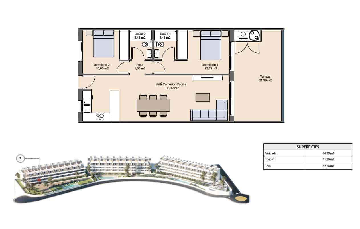 2 soveværelse Lejlighed til salg i Finestrat med swimmingpool - € 309.900 (Ref: 9794240)