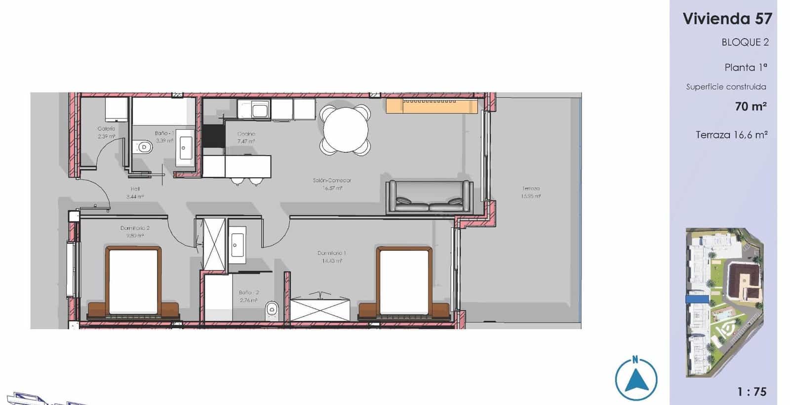 2 chambre Appartement à vendre à Guardamar del Segura avec piscine - 295 000 € (Ref: 9796854)