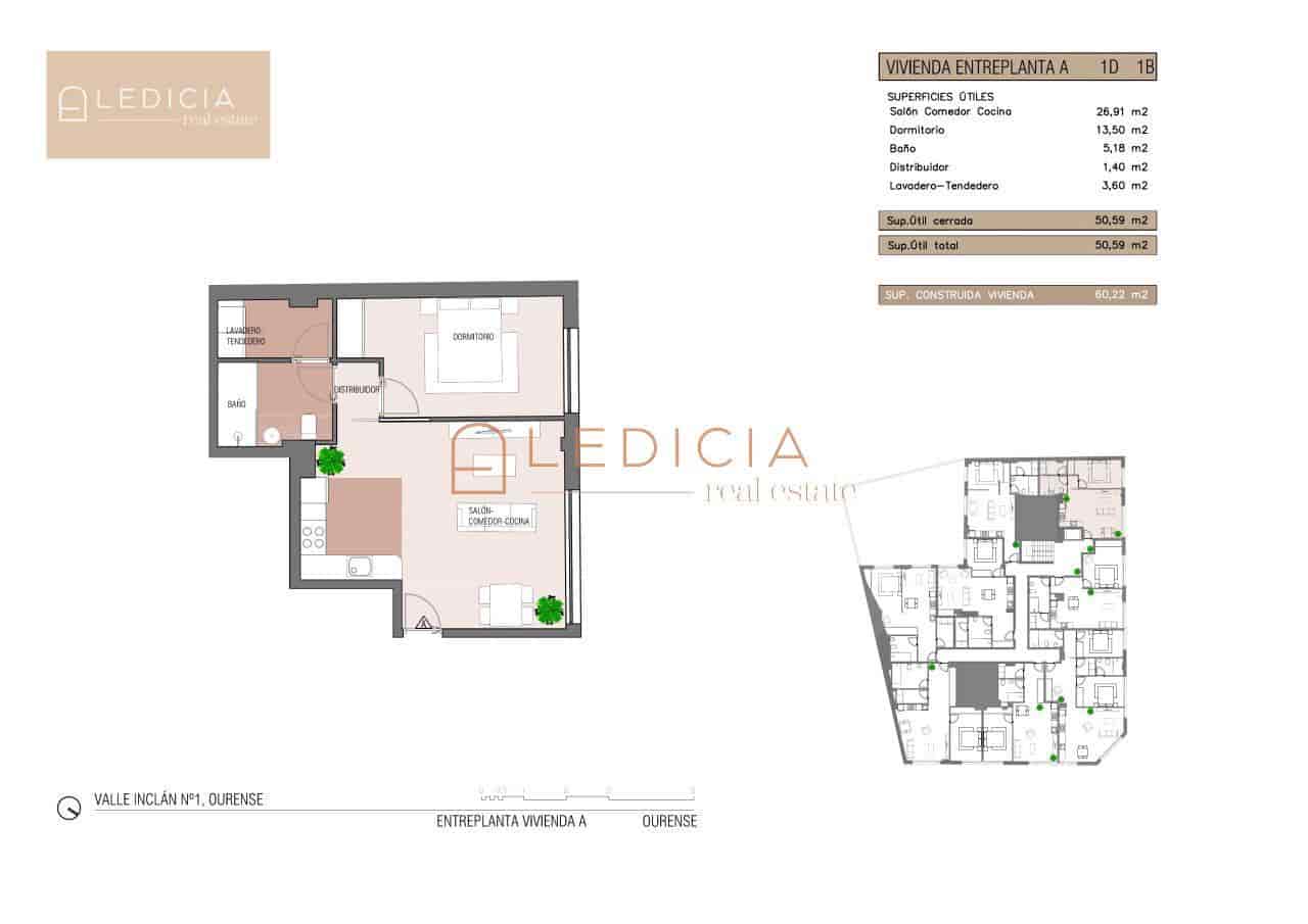 2 Zimmer Wohnung zu verkaufen in Ourense Stadt - 275.000 € (Ref: 9801384)