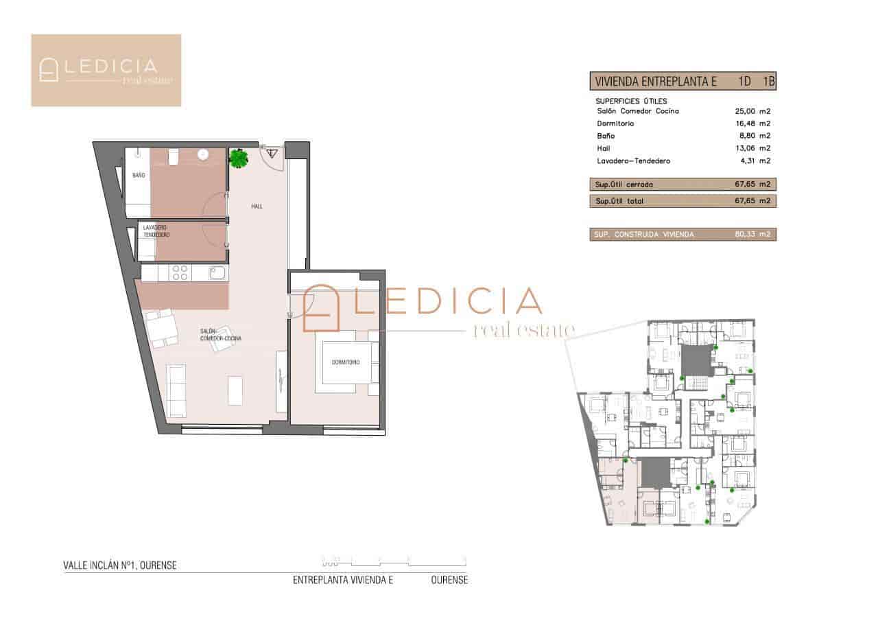 2 Zimmer Wohnung zu verkaufen in Ourense Stadt - 275.000 € (Ref: 9801384)