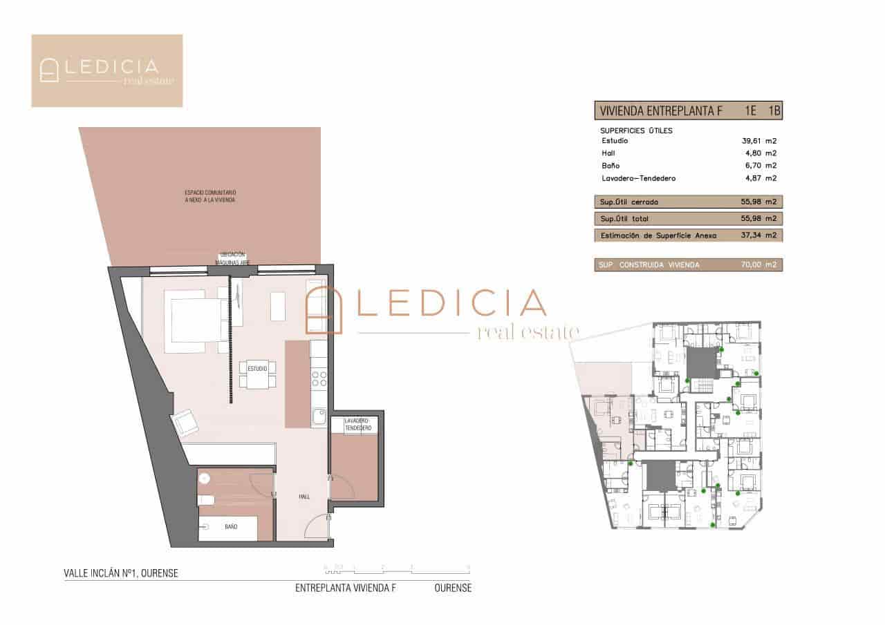 2 Zimmer Wohnung zu verkaufen in Ourense Stadt - 275.000 € (Ref: 9801384)