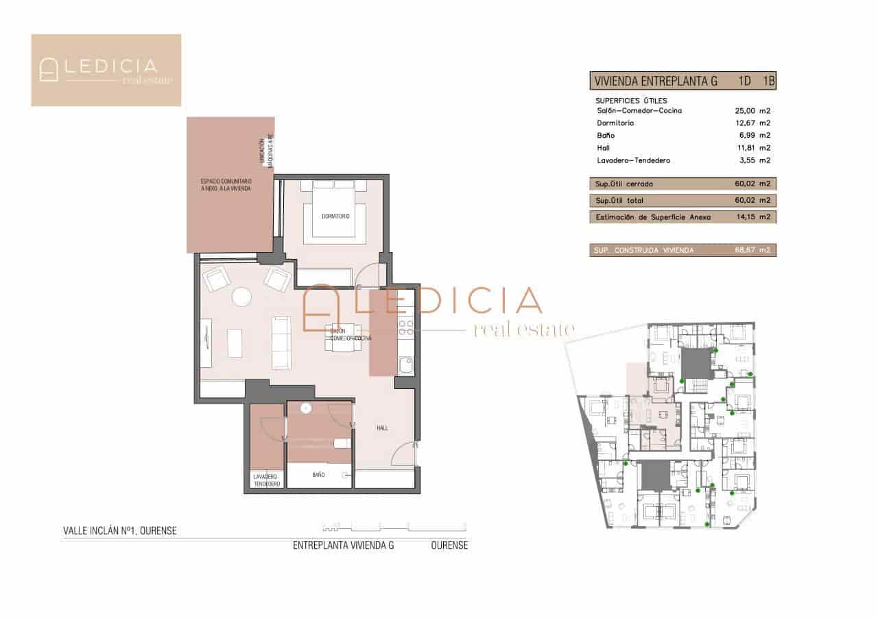 2 Zimmer Wohnung zu verkaufen in Ourense Stadt - 275.000 € (Ref: 9801384)