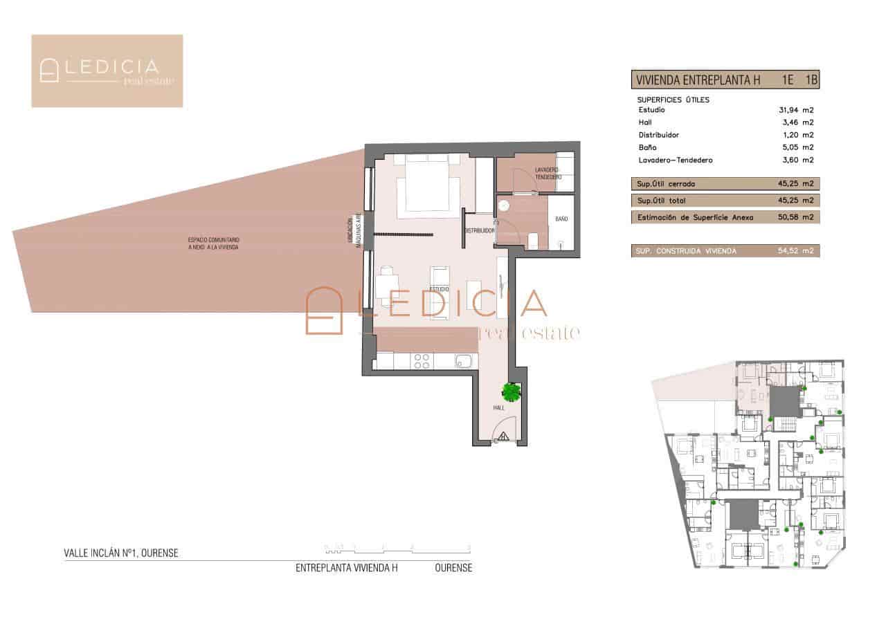 2 Zimmer Wohnung zu verkaufen in Ourense Stadt - 275.000 € (Ref: 9801384)