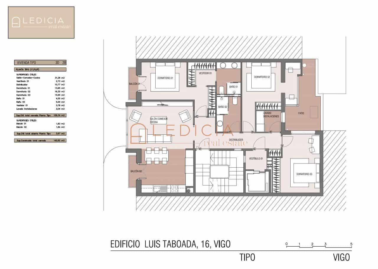 3 quarto Apartamento para venda em Vigo com garagem - 640 000 € (Ref: 9801389)