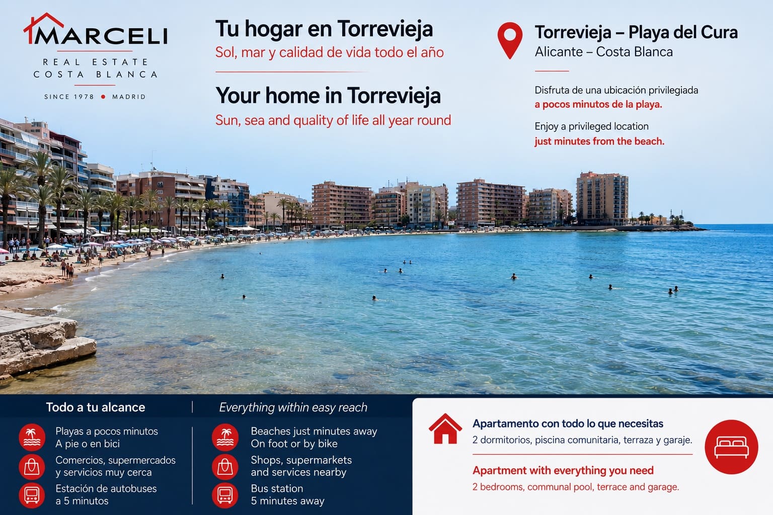 2 soveværelse Strandlejlighed til salg i Torrevieja med swimmingpool garage - € 139.900 (Ref: 10039349)
