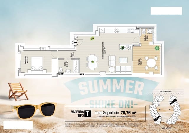 1 sypialnia Apartament na sprzedaż w La Manga del Mar Menor z basenem - 206 000 € (Ref: 9499013)