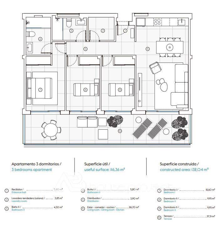 2 soverom Leilighet til salgs i Adeje med svømmebasseng garasje - € 550 000 (Ref: 9357383)
