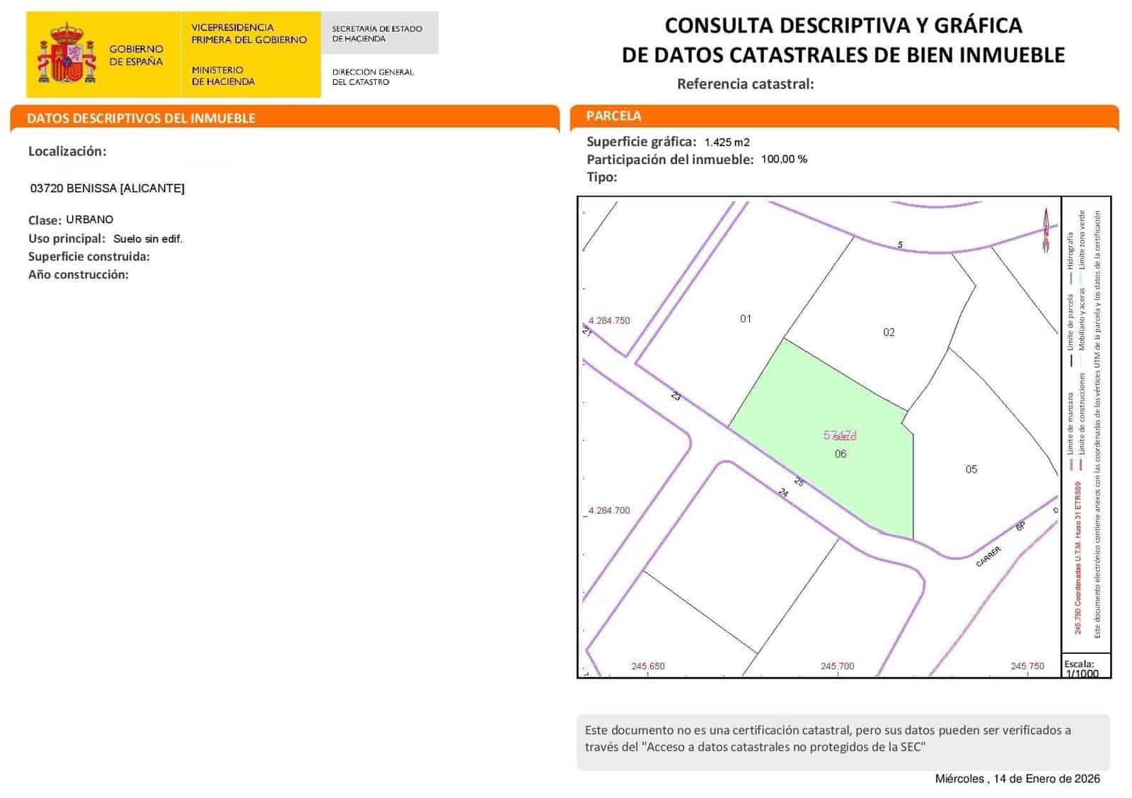 Rakentamaton maa myytävänä paikassa Benissa - 450 000 € (Ref: 9564317)