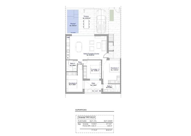 3 quarto Moradia Geminada para venda em Condado de Alhama, Alhama de Murcia com piscina garagem - 325 000 € (Ref: 10026558)