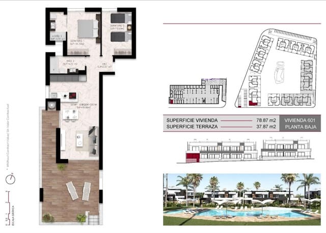 2 soveværelse Bungalow til salg i Ciudad Quesada, Rojales med swimmingpool garage - € 322.000 (Ref: 8824178)