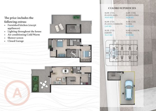 2 slaapkamer Huis te koop in La Manga del Mar Menor met zwembad - € 260.560 (Ref: 9159193)