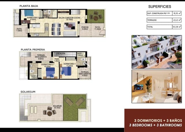 3 quarto Moradia para venda em Orihuela Costa, Orihuela com piscina - 315 000 € (Ref: 9844436)