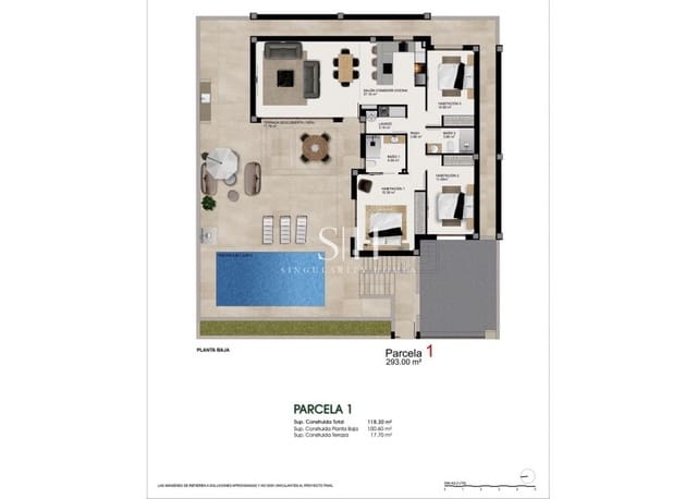 Chalet de 3 habitaciones en Atalaya Park, Benijófar en venta con piscina - 550.000 € (Ref: 9919951)