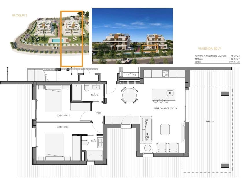 2 makuuhuone Huoneisto myytävänä paikassa Hacienda del Alamo mukana uima-altaan 
autotalli - 234 900 € (Ref: 9919987)