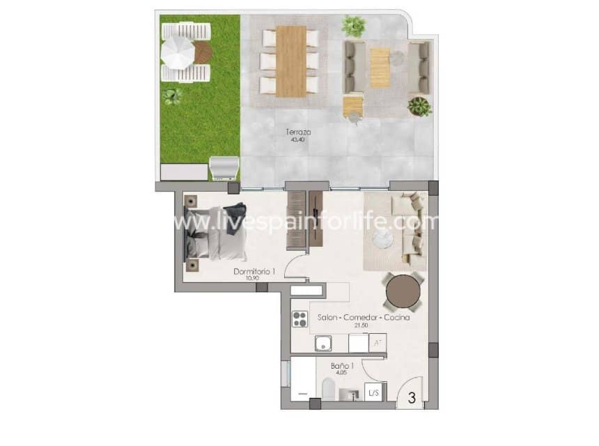1 soverom Leilighet til salgs i Santa Pola med svømmebasseng garasje - € 285 000 (Ref: 10153916)