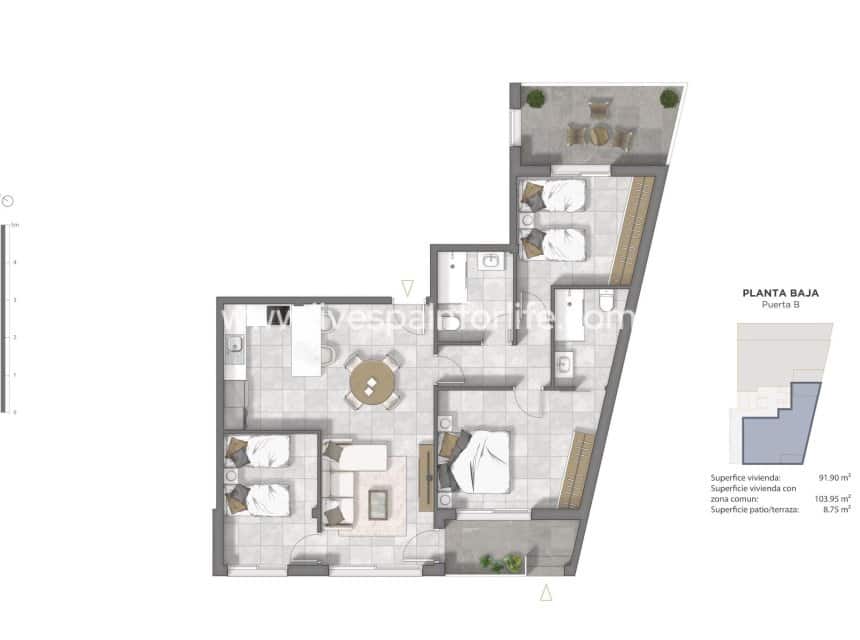 3 chambre Appartement à vendre à Guardamar del Segura avec piscine garage - 334 000 € (Ref: 10153922)