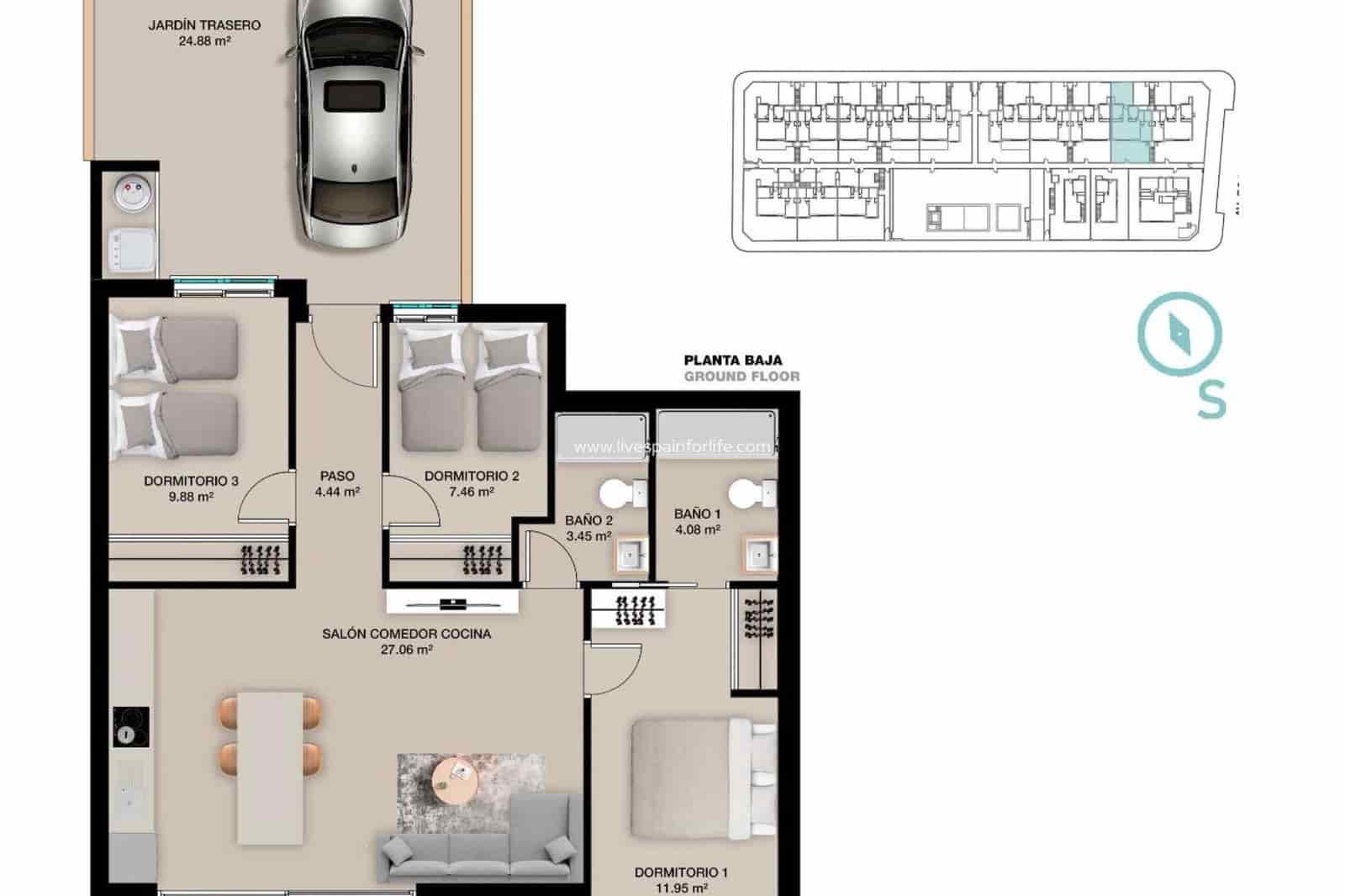 3 sypialnia Bungalow na sprzedaż w Torre de la Horadada z basenem garażem - 380 000 € (Ref: 9664102)