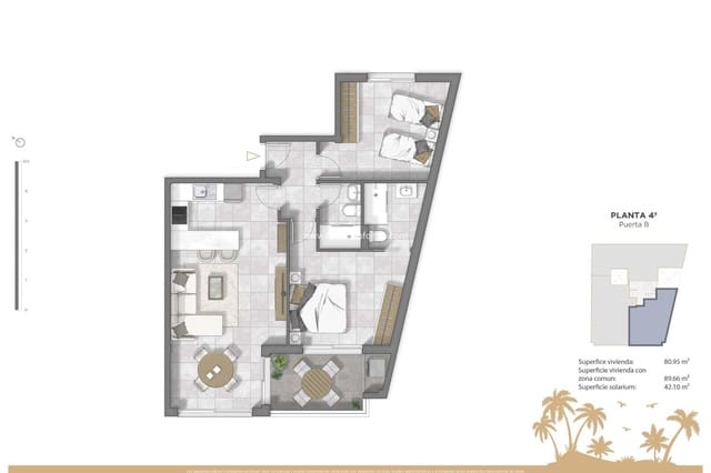 2 quarto Apartamento para venda em Zona Pueblo, Guardamar del Segura com piscina - 384 500 € (Ref: 9664192)